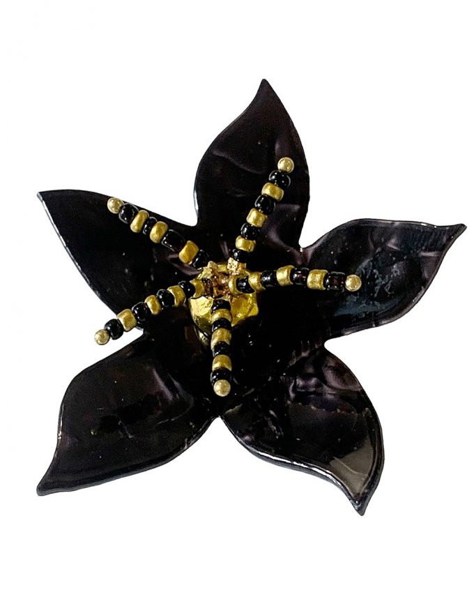 Pendientes Blume Negro Nacarado - Le Voilà. Pendientes con flores. Tienda en Sevilla